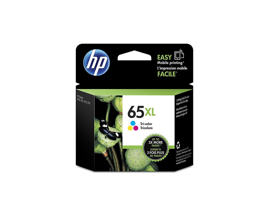 HP 65XL High Yield Tri-color Ink Cartridge, N9K03AN