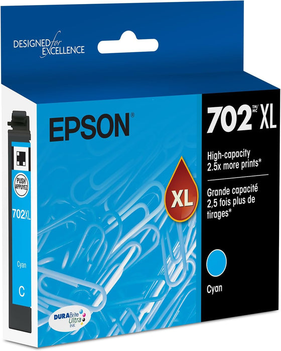 EPSON 702 DURABrite Ultra Ink High Capacity Cyan Cartridge (T702XL220-S)