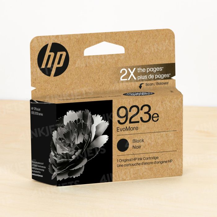 HP 923e EvoMore Black High Yield Ink Cartridge, Prints Up to 1,000 Pages (4K0T7LN)