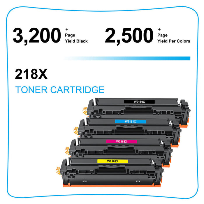HP 218X 4PK Compatible BK/C/Y/M  COMPATIBLE  High YieldToner Cartridges.
