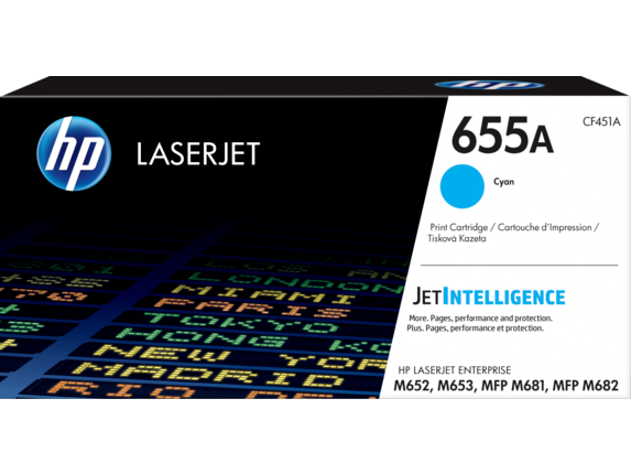 HP 655A Cyan Original LaserJet Toner Cartridge CF451A
