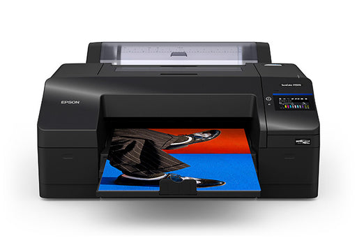 Epson SureColor P5370 printer front view with print output