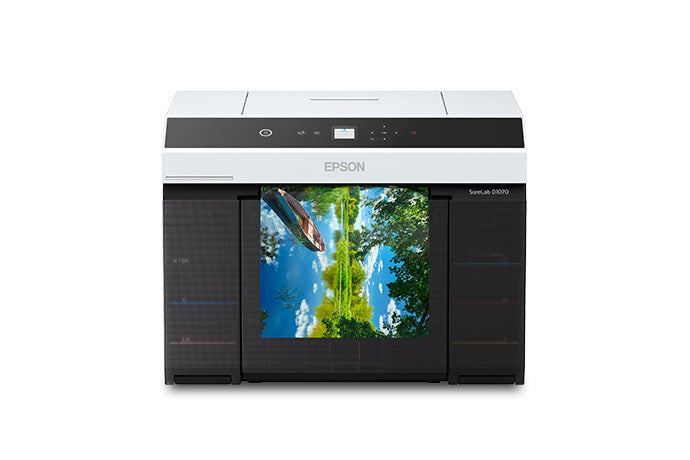 Epson SureLab D1070 front view with sample photo