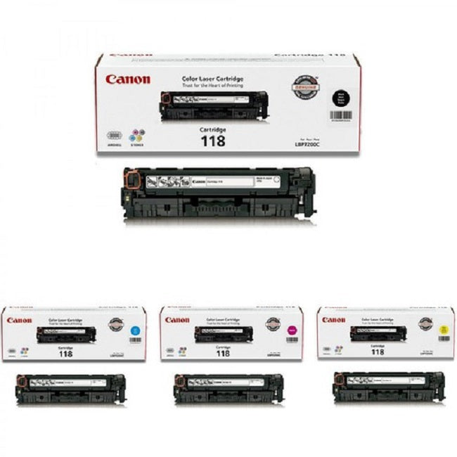 Original Canon 118 Black-Cyan-Yellow-Magenta  Laser Toner Cartridges, 4PK,  2659B001AA, 2662B001AA, 2661B001AA, 2660B001AA