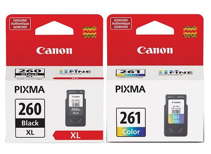 Canon PG-260 XL High Yield Black Ink Cartridge (3706C001) + CL-261 Standard Color Ink Cartridge (3725C001)