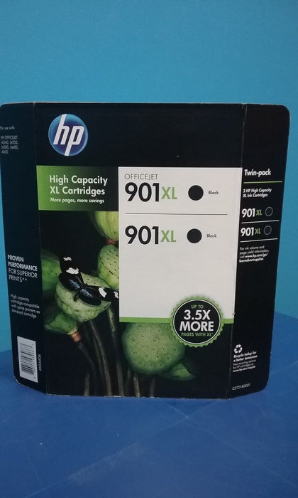 HP 901XL High Yield Black Ink Cartridge, 2- Pack, CZ721BN