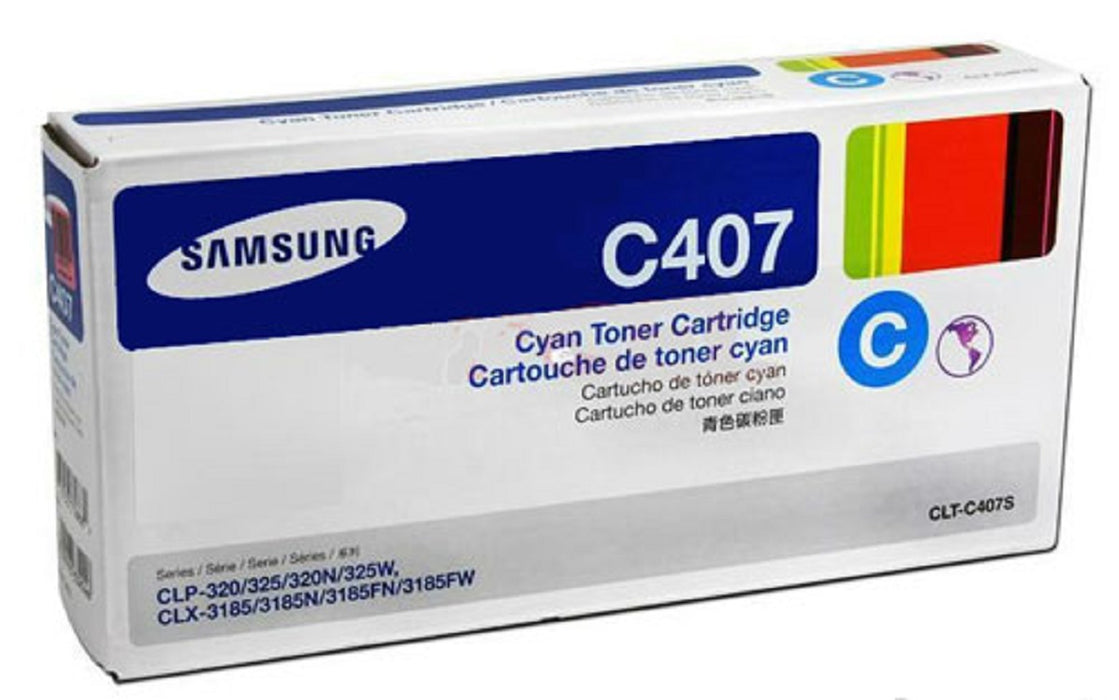 New Genuine Samsung CLT-C407S Cyan Toner Cartridge