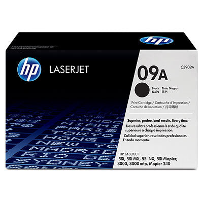 HP 09A Black Original Toner Cartridge in Retail Packaging, C3909A (15,000 Pages)
