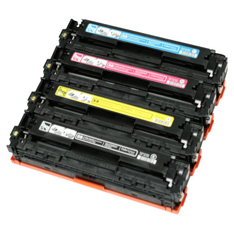 Remanufactured Replacement Laser Toner Cartridge Set of 4 for HP 125A: Black, Cyan, Magenta, Yellow