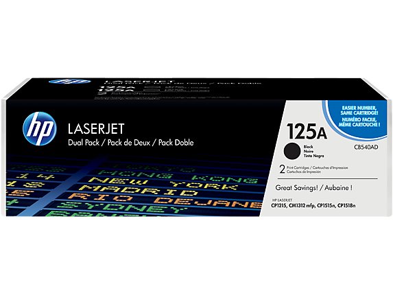 HP 125A Black Original Toner Cartridge Dual Pack in Retail Packaging, CB540AD (4,400 Pages)