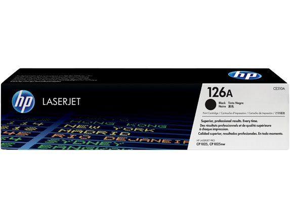 HP 126A Black Original Toner Cartridge in Retail Packaging, CE310A (1200 Pages)