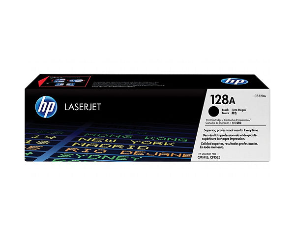 HP 128A Black Original Toner Cartridge in Retail Packaging, CE320A (2,000 Pages)