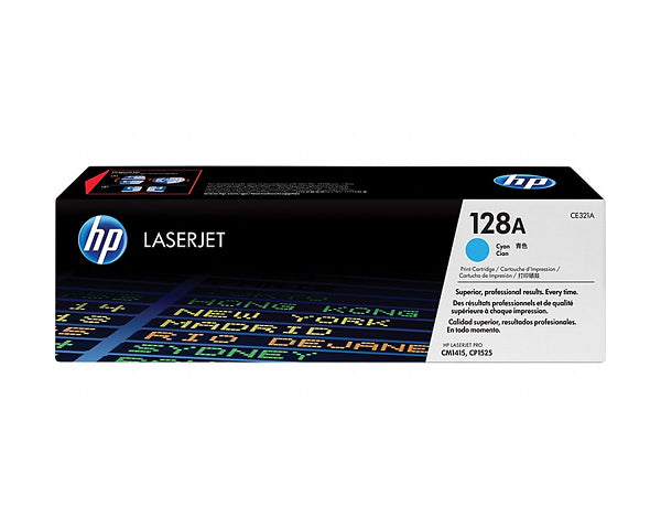 HP 128A Cyan Original Toner Cartridge in Retail Packaging, CE321A (1,300 Pages)