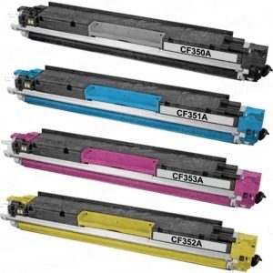 Remanufactured Replacement Laser Toner Cartridge Set of 4 for HP 130A: Black, Cyan, Magenta, Yellow