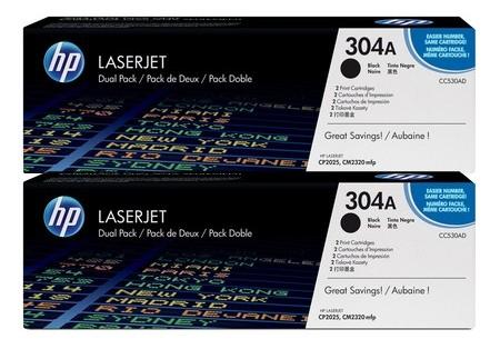 HP 304A Black Original Toner Cartridge Dual Pack in Retail Packaging, CC530AD (7,000 Pages)