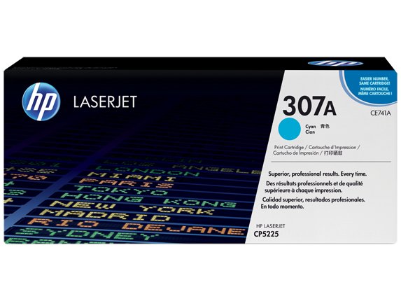 HP 307A Cyan Original Toner Cartridge in Retail Packaging, CE741A (7,300 Pages)