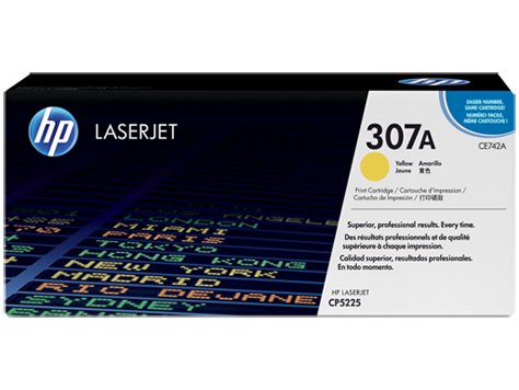 HP 307A Yellow Original Toner Cartridge in Retail Packaging, CE742A (7,300 Pages)