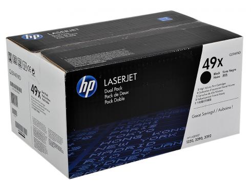 HP 49XD High Yield Black Original Toner Cartridge Dual Pack in Retail Packaging, Q5949XD (12,000 Pages)