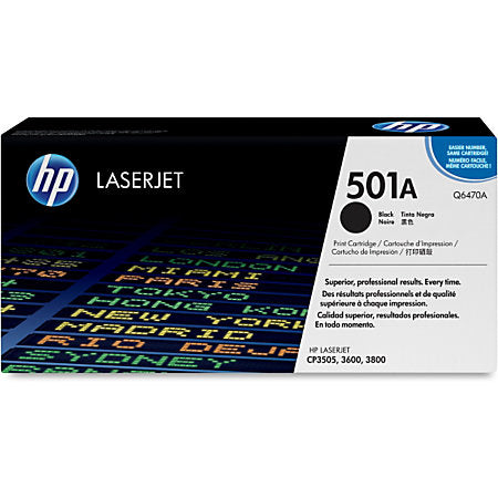 HP 501A Black Original Toner Cartridge in Retail Packaging, Q6470A (6,000 Pages)