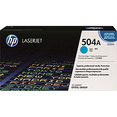 HP 504A Cyan Original Toner Cartridge in Retail Packaging, CE251A (7,000 Pages)