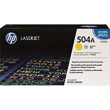 HP 504A Yellow Original Toner Cartridge in Retail Packaging, CE252A (7,000 Pages)