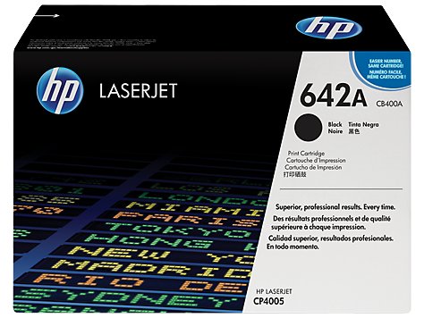 HP 642A Black Original Toner Cartridge in Retail Packaging, CB400A (7,500 Pages)