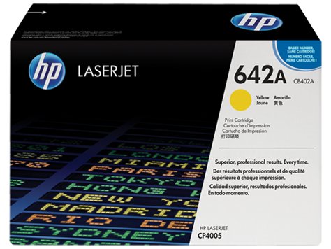 HP 642A Yellow Original Toner Cartridge in Retail Packaging, CB402A (7,500 Pages)