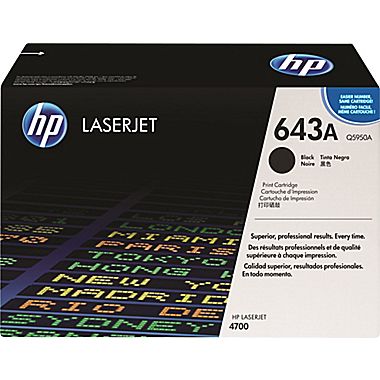 HP 643A Black Original Toner Cartridge in Retail Packaging, Q5950A (11,000 Pages)
