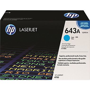 HP 643A Cyan Original Toner Cartridge in Retail Packaging, Q5951A (10,000 Pages)