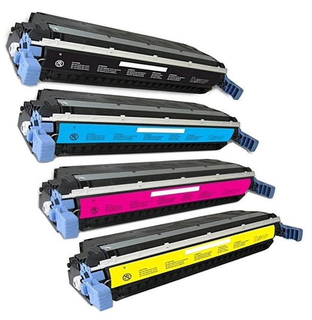Remanufactured Replacement Laser Toner Cartridge Set of 4 for HP 645A: Black, Cyan, Magenta, Yellow