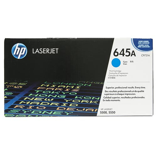 HP 645A Cyan Original Toner Cartridge in Retail Packaging, C9731A (12,000 Pages)
