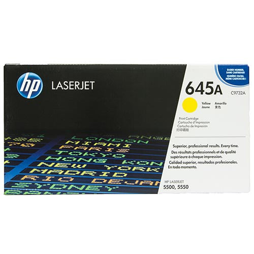 HP 645A Yellow Original Toner Cartridge in Retail Packaging, C9732A (12,000 Pages)