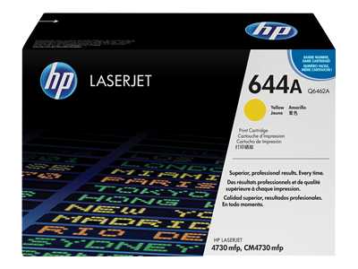 HP 644A Yellow Original Toner Cartridge in Retail Packaging, Q6462A (12,000 Pages)