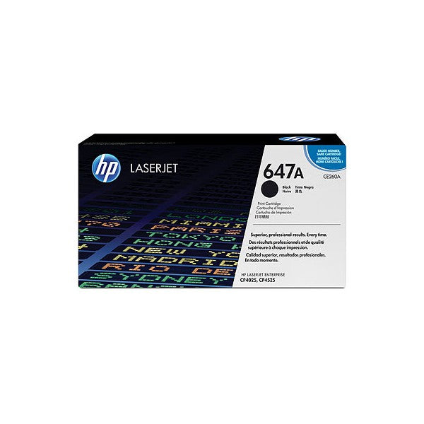 HP 647A Black Original Toner Cartridge in Retail Packaging, CE260A (8,500 Pages)