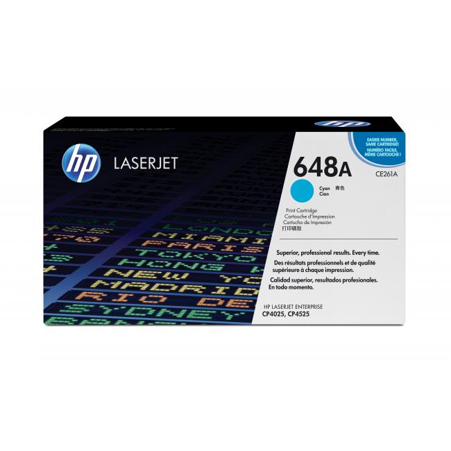 HP 648A Cyan Original Toner Cartridge in Retail Packaging, CE261A (11,000 Pages)