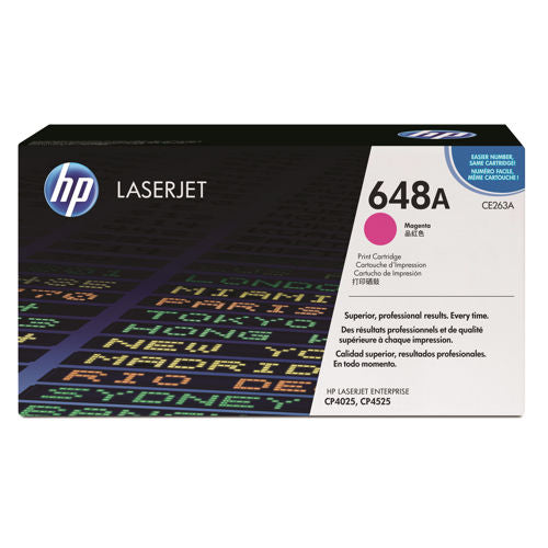 HP 648A Magenta Original Toner Cartridge in Retail Packaging, CE263A (11,000 Pages)
