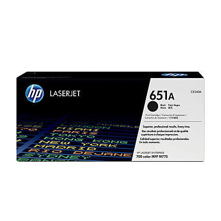 HP 651A Black Original Toner Cartridge in Retail Packaging, CE340A (13,500 Pages)