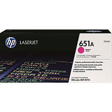 HP 651A Magenta Original Toner Cartridge in Retail Packaging, CE343A (1,600 Pages)