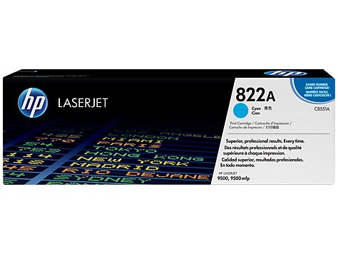 HP 822A Cyan Original Toner Cartridge in Retail Packaging, C8551A (25,000 Pages)