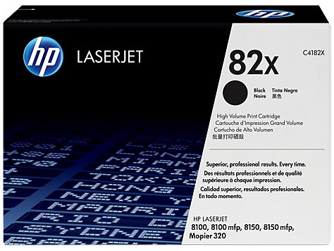 HP 82X High Yield Black Original Toner Cartridge in Retail Packaging, C4182X (20,000 Pages)