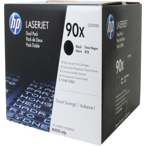 HP 90X Black Original Laser Toner Cartridge (Dual Pack) in Retail Packaging, CE390XD