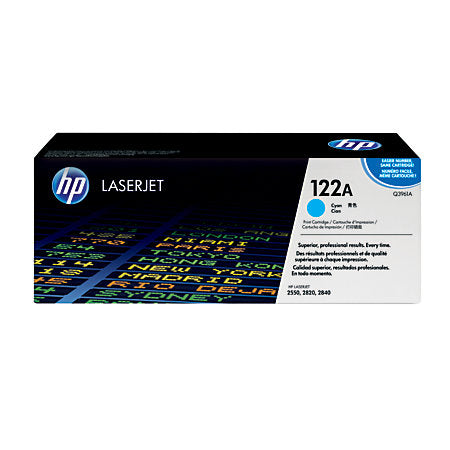 HP 122A Cyan Original Toner Cartridge in Retail Packaging, Q3961A (4,000 Pages)