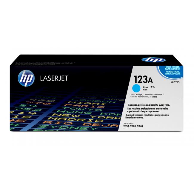 HP 123A _Cyan Original Toner Cartridge in Retail Packaging, Q3971A (2,000 Pages)