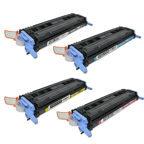 Remanufactured Replacement Laser Toner Cartridge Set of 4 for HP 124A: Black, Cyan, Magenta, Yellow