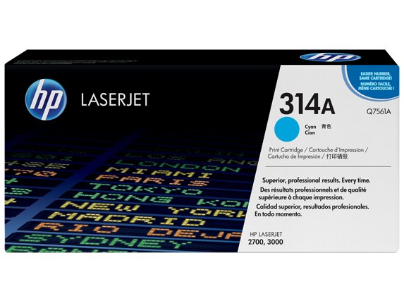HP 314A Cyan Original Toner Cartridge in Retail Packaging, Q7561A (3,500 Pages)