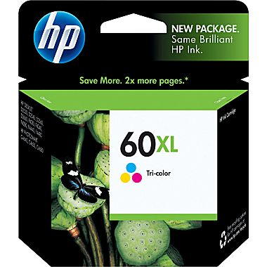 HP 60XL Tricolor Ink Cartridge (CC644WN), High Yield